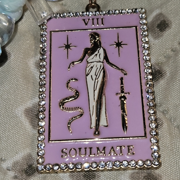 Soulmates Lavender and Aqua Keychain with Flower Charm - Picture 5 of 7